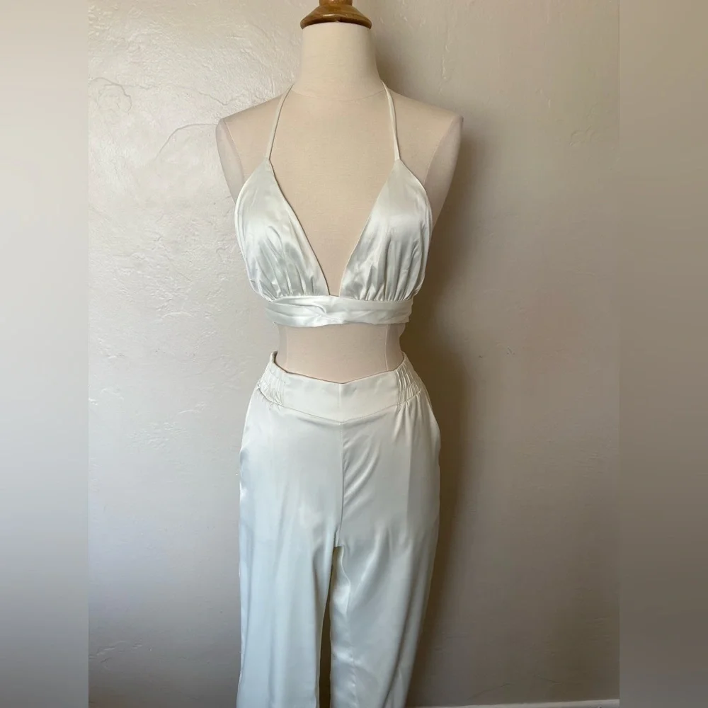 NEW Silky Coord Set- Tie Up Top, Blazer, and Pants - Picture 10 of 16